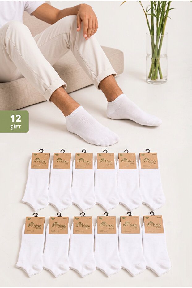 Bamboo White Booties 12-Piece Sock Set