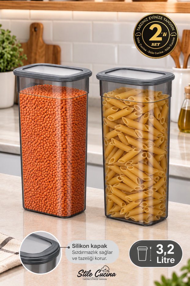 Mega Size 2-Piece Advantageous Silicone Lid Food and Legume Storage Box 3.2 Liter Anthracite