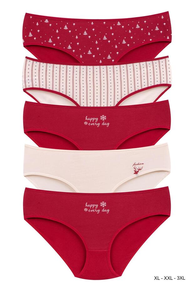 Women's Laundry Cotton Colorful Concept Printed Batu Panties 5-Pack (Xl-Xxl-3Xl)