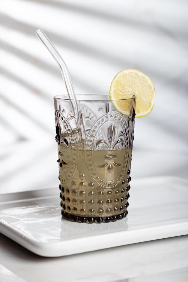 Acrylic Smoked Single Short Cup & Side Cup for Water, Drinks, and Coffee, 400 ml (Not Glass) Bzeldr05