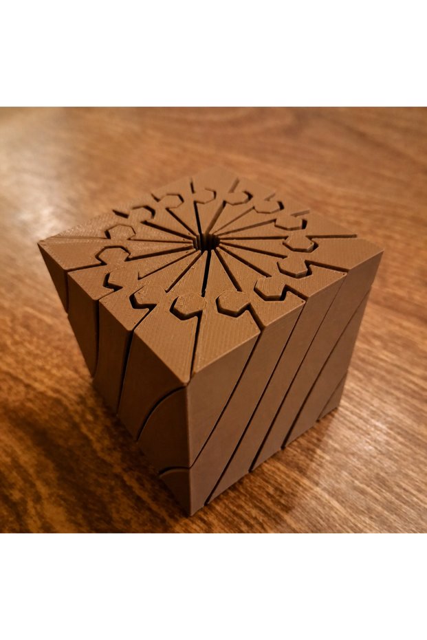 3D Printing Twisting Cube - Mechanical Rotating Puzzle Cube-Brown