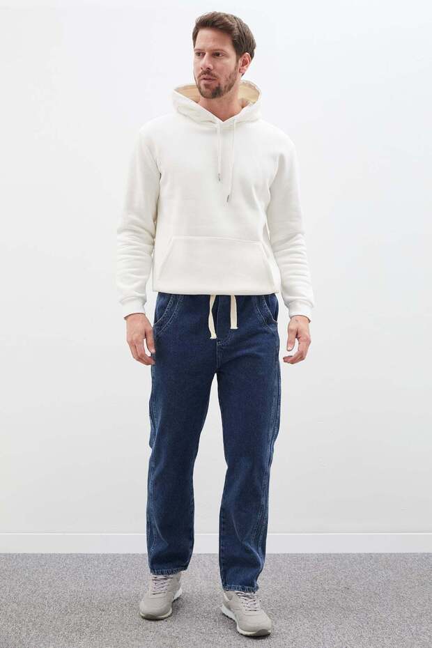 Ribbed Mom Jean with Tie Waist
