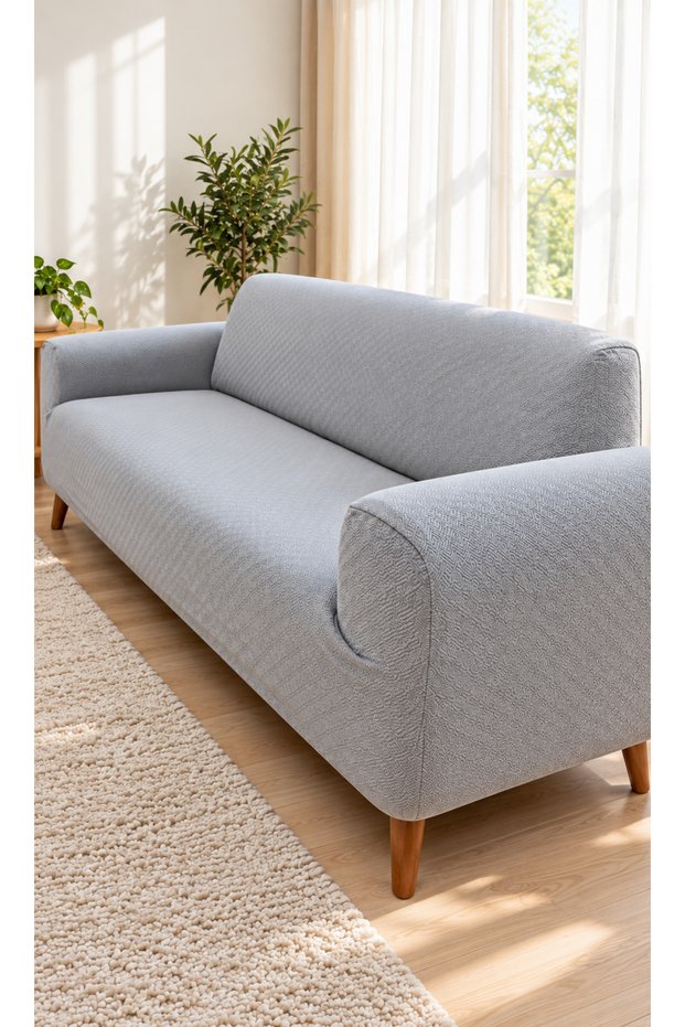 Labyrinth Patterned Elastic Sofa Cover 3-Seater Stretchable Sofa and Sofa Bed Cover 1 Piece in One Piece