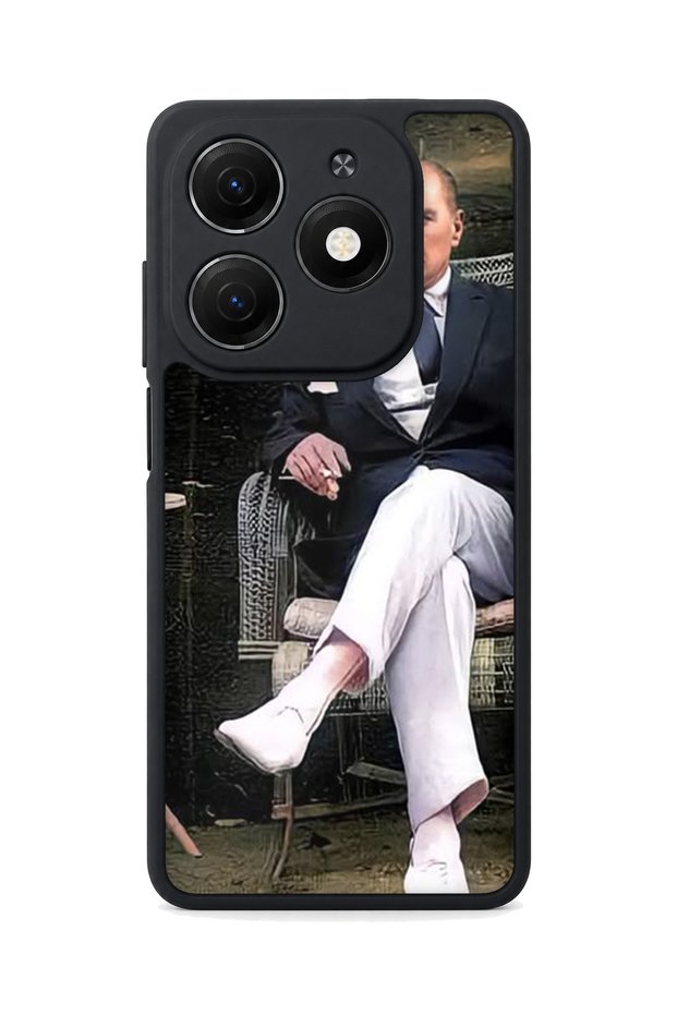 Tecno Spark 20 Compatible Printed, Matte Black, Soft Silicone, Protective, Shock-Absorbing Cover, Case