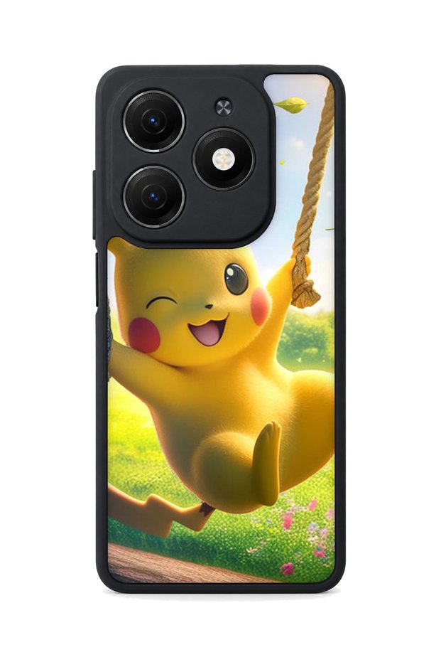 Spark 20 Compatible Printed, Matte Black, Soft Silicone, Protective, Shock Absorbing Cover, Case