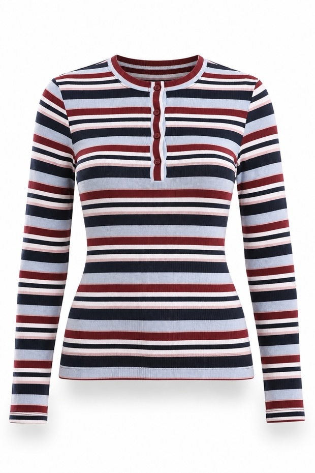 Blue Striped Long Sleeve T-Shirt 27363
