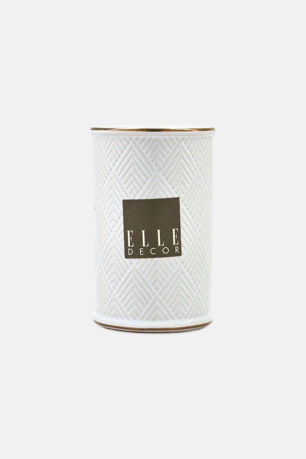 Small Ceramic Vase With Gold Trim, White