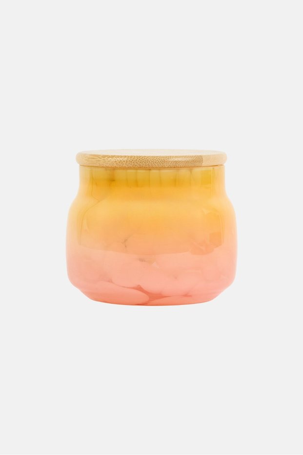 Glass Canister Bamboo Lid Container, Multicolor
