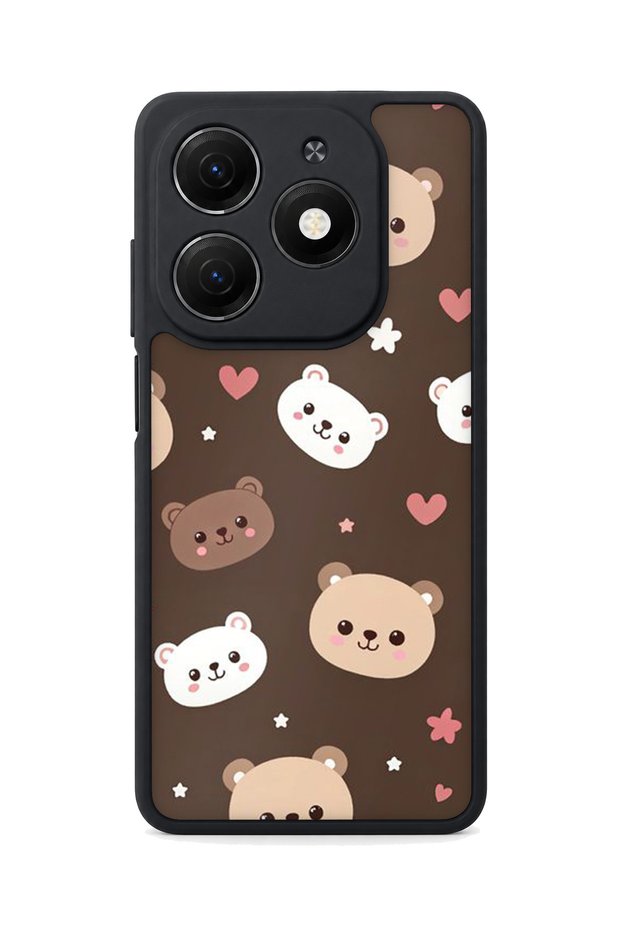 Tecno Spark 20 Compatible Printed, Matte Black, Soft Silicone, Protective, Shock-Absorbing Cover, Case