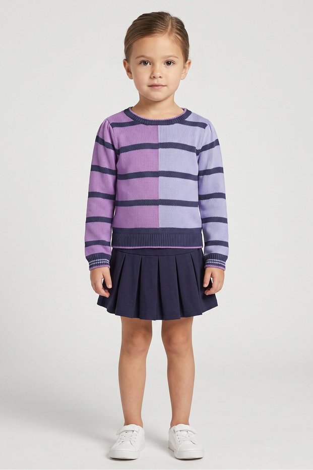 Toddlers Girl Stripe Sweater Dress, Multicolor