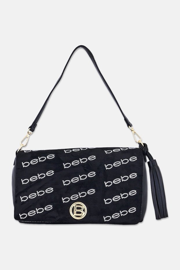 Women Brand Logo Shoulder Bag, Black