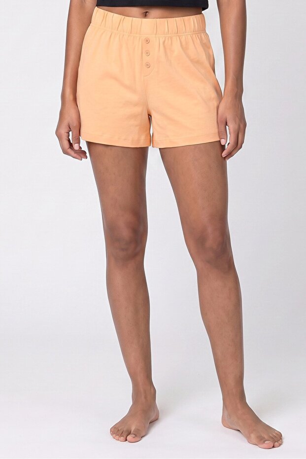 Women Plain Sleepwear Shorts, Orange