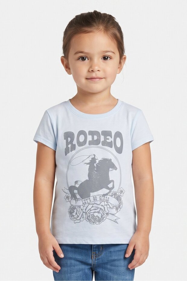 Kids Girl Graphic Print Short Sleeve T-Shirt, Sky Blue