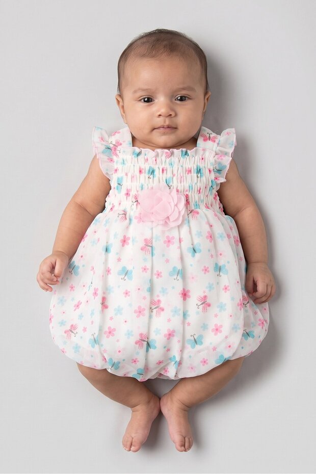 Toddlers Girl Floral Pattern Bodysuit, Multicolor