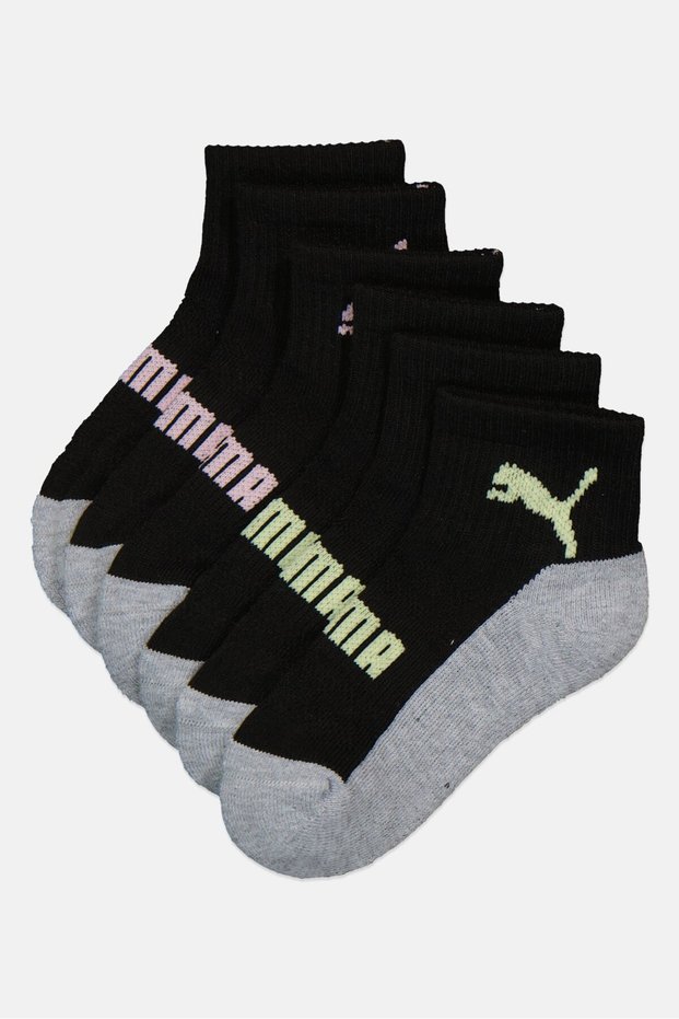 Toddlers Girls 6 Pairs Brand Logo Socks, Multicolor