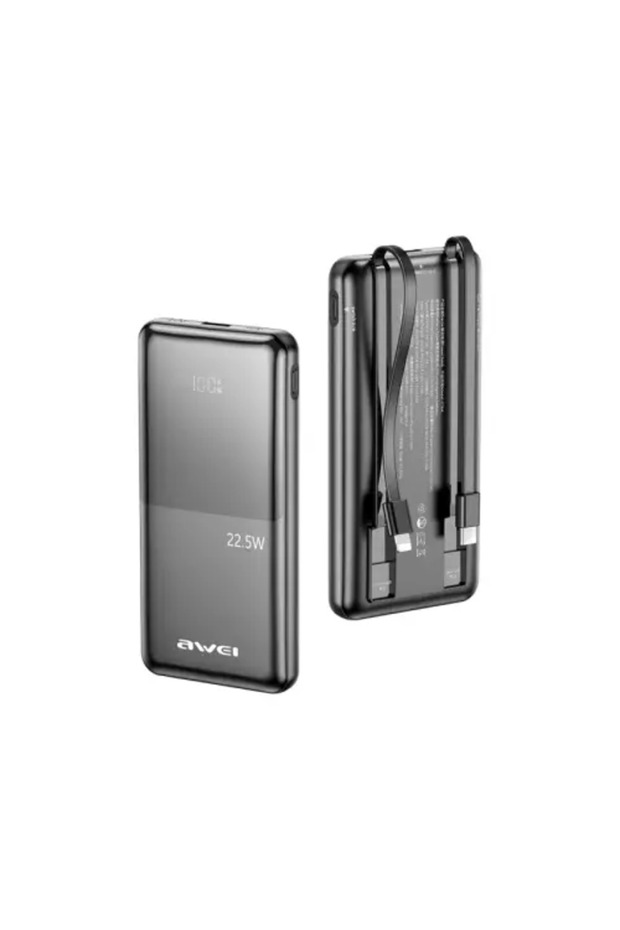 - Power Bank 10000mAh 22.5W Built - in Cable - Black