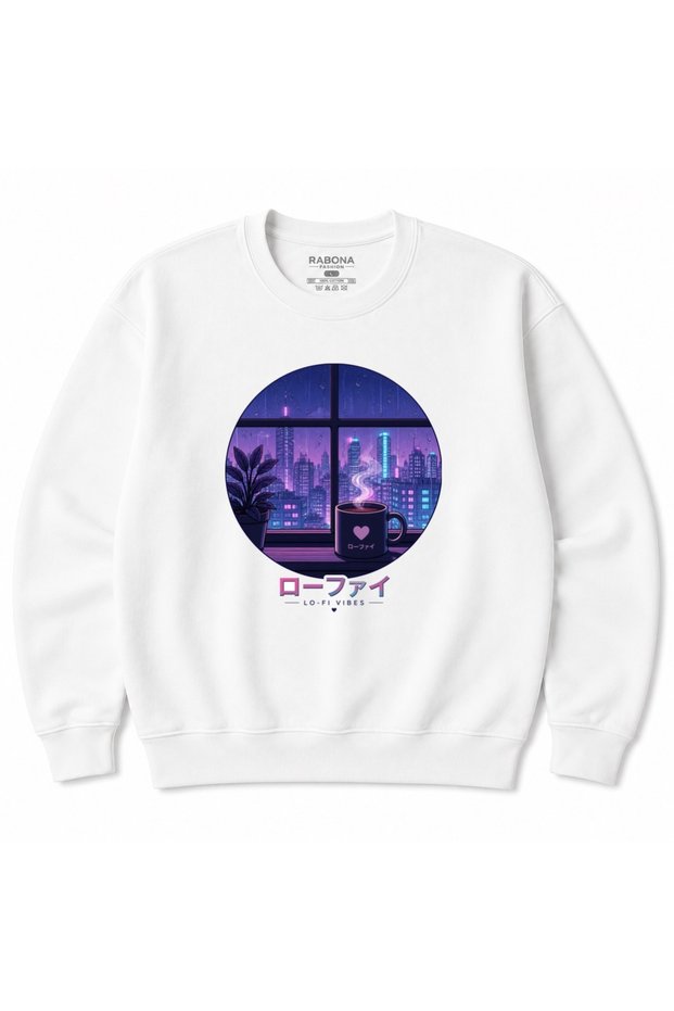 Tokyo Midnight Lo-Fi Rainy City Japanese Aesthetic Graphic Sweatshirt