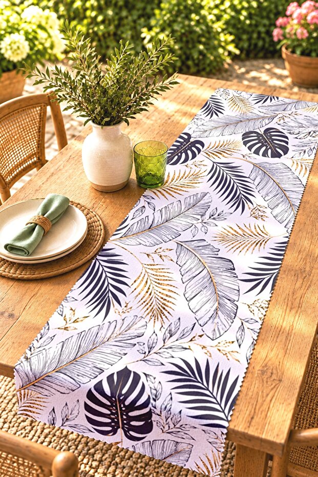 Palm Leaves Patterned Runner / Tablecloth / Placemat