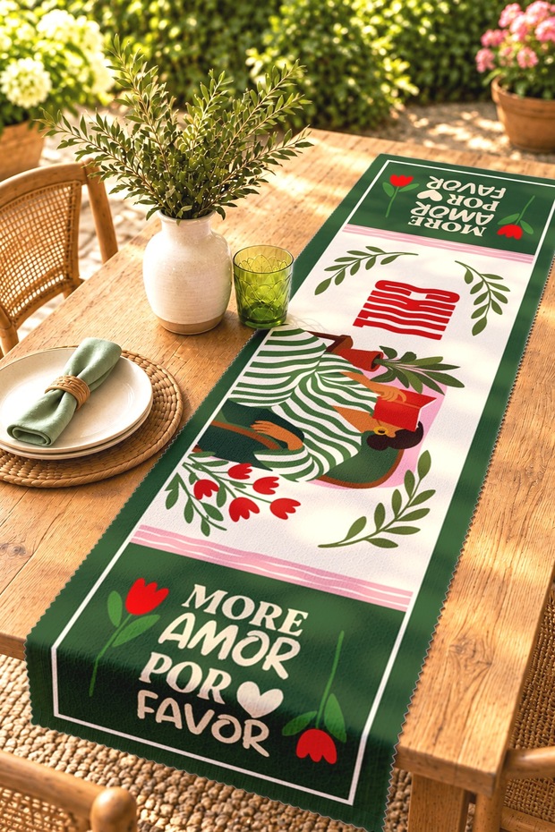 Red Chill and Women's Patterned Runner / Tablecloth / Placemat