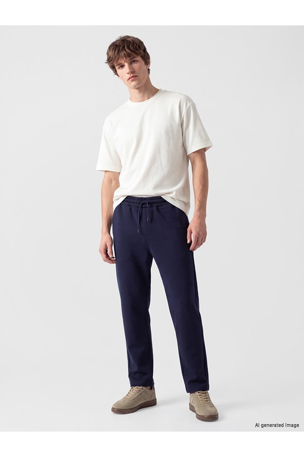 Peak New Season Navy Blue Relaxed Fit Men's Trousers.