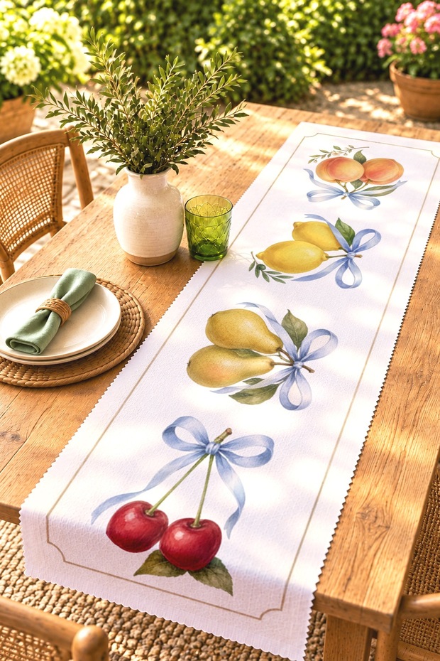 Botanical Cats Hiding in the Leaves Patterned Runner / Tablecloth / Placemat