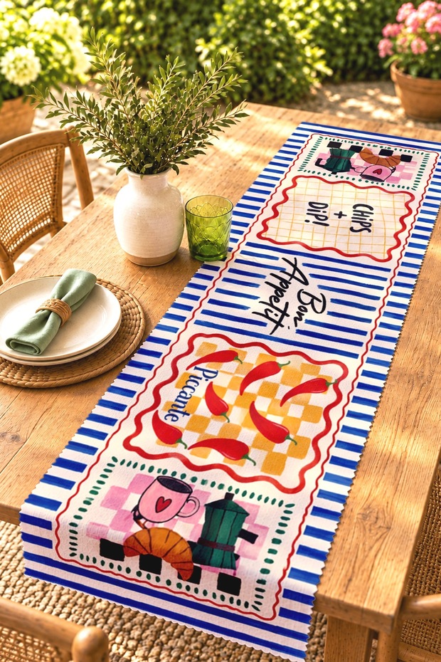 Bon Appetit Patterned Runner / Tablecloth / Placemat
