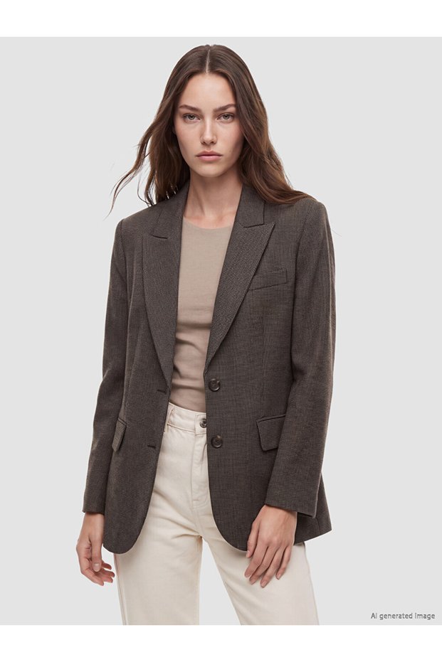 Quality Pieces from Çelebi Store Women's Embroidered Checkered Blazer Jacket