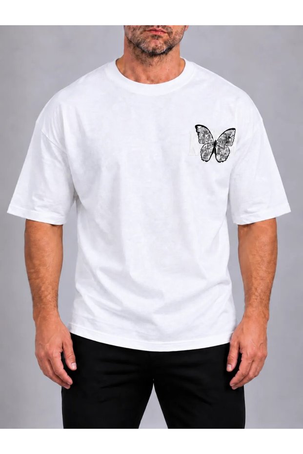 Men's Oversize T-Shirt with Butterfly Design