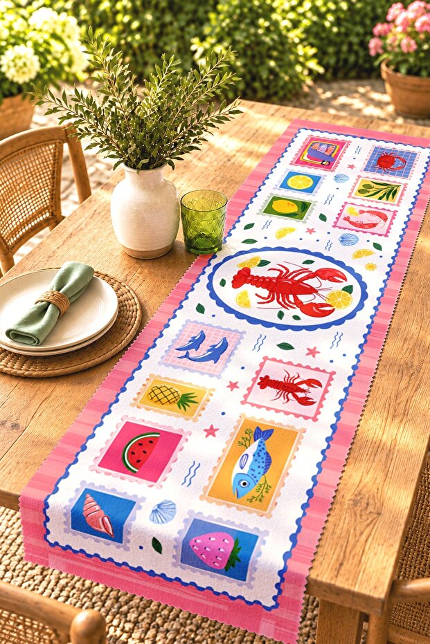 Colorful Crabs Patterned Runner / Tablecloth / Placemat