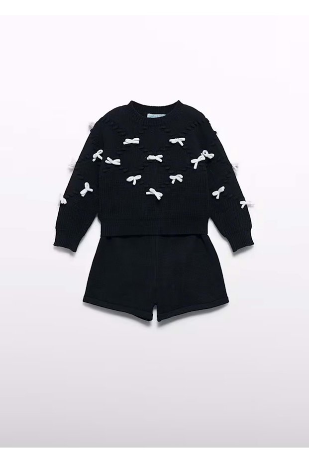 Abel&Lula Baby Girl Knitwear Shorts Set Black
