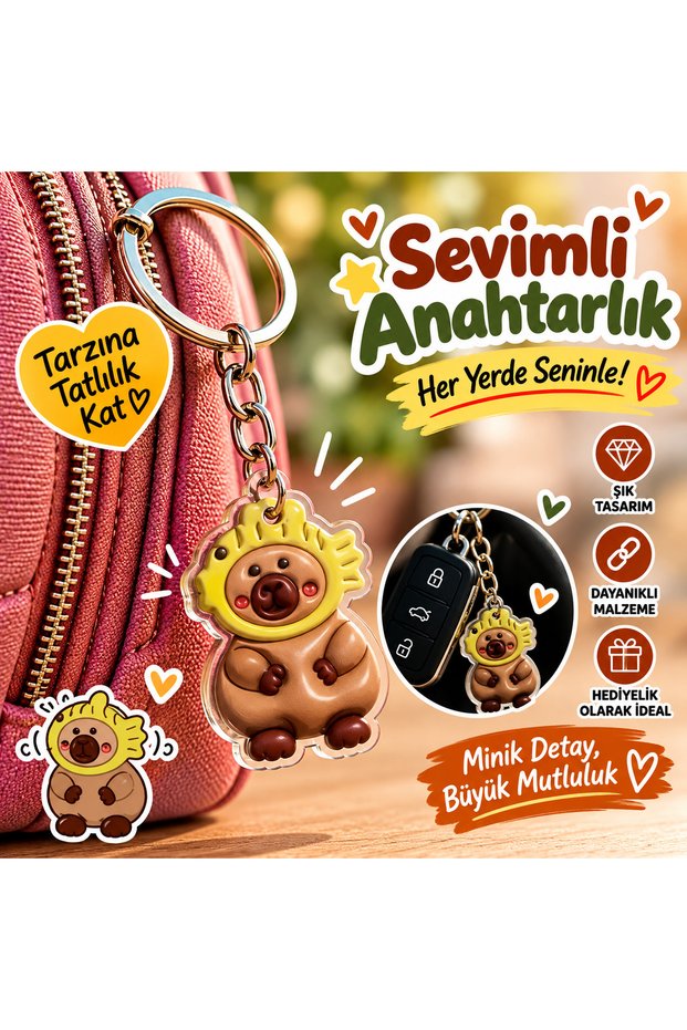 Capybara Figured Keychain – Adorable Capybara Bag and Key Accessory