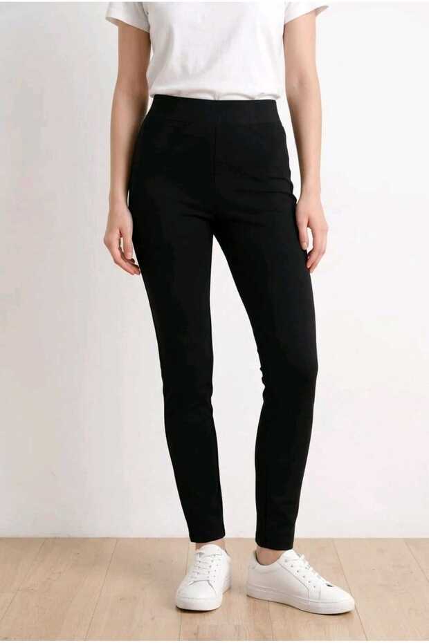 Black Leggings - Medium Thickness Fabric, Very Sturdy Stitching, Special Production High-Waisted Women's Leggings (Length: 100cm)
