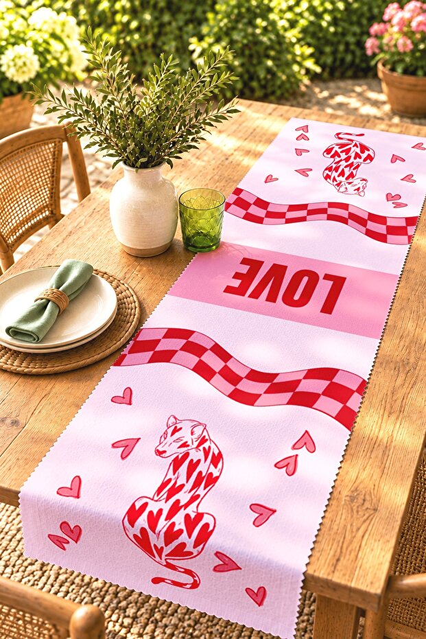 Pink Popart Patterned Runner / Tablecloth / Placemat