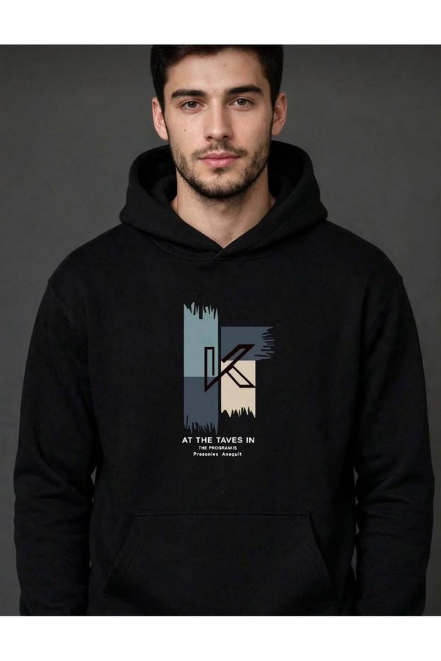 Erkek at the Taves in Yazi Printed Hooded Sweatshirt