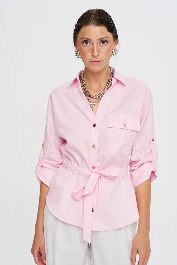 Front-Tie Long Sleeve Women's Shirt