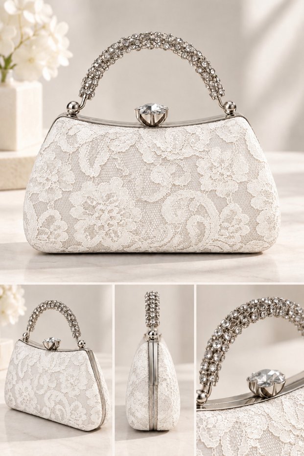 Lace Bag, White Evening Dress Bag Stylish and High-Quality Evening Dress Bag