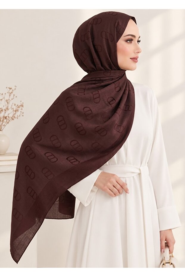 New Season Monogram Pattern Cotton Shawl