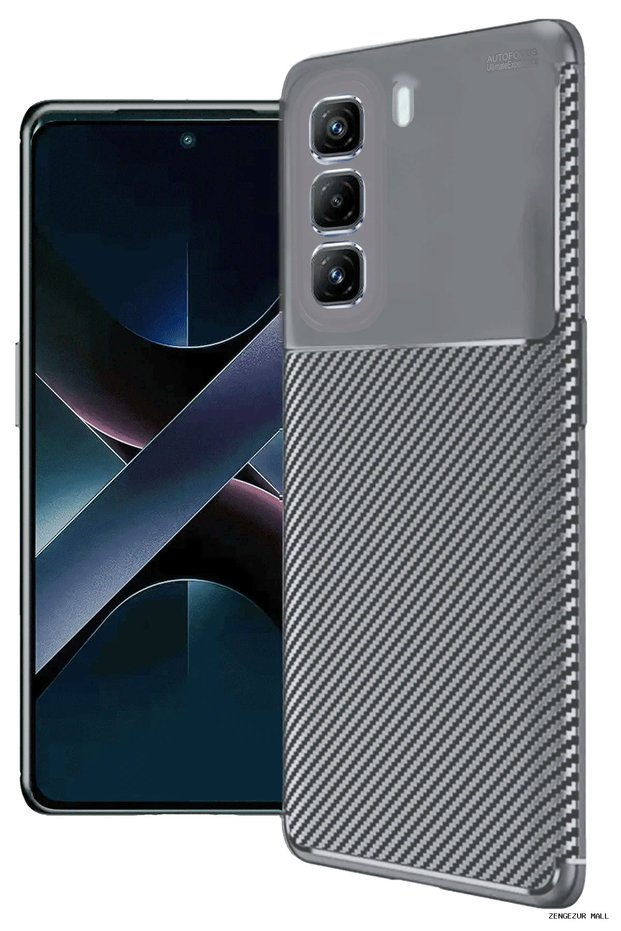 Zngzrmll Newface İnfinix Hot 50 4g Case Auto Focus Carbon Cover (220141) - Gray