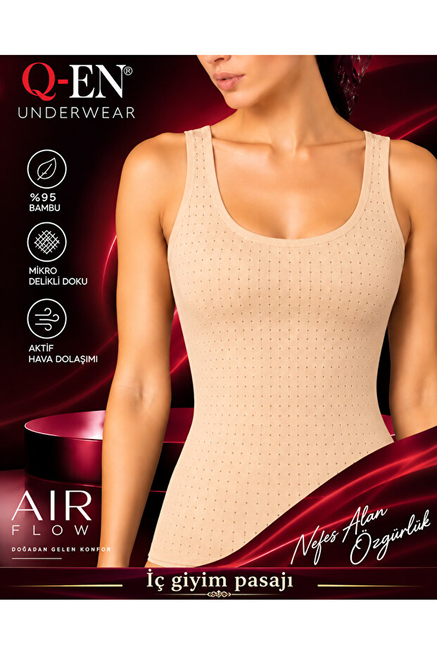 Underwear Passage Women's Bamboo Thick Strap Undershirt 95% Bamboo Micro Perforated Breathable Fabric Air Flow