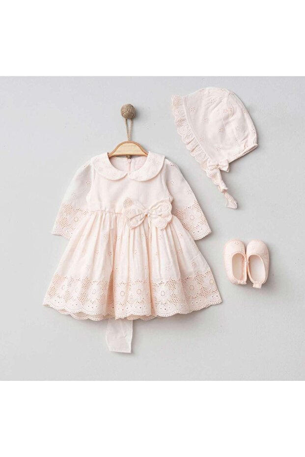 Magnolia Baby Girl 100% Cotton Brode Lace Dress 4-Piece Mevlüt and Special Occasion Set