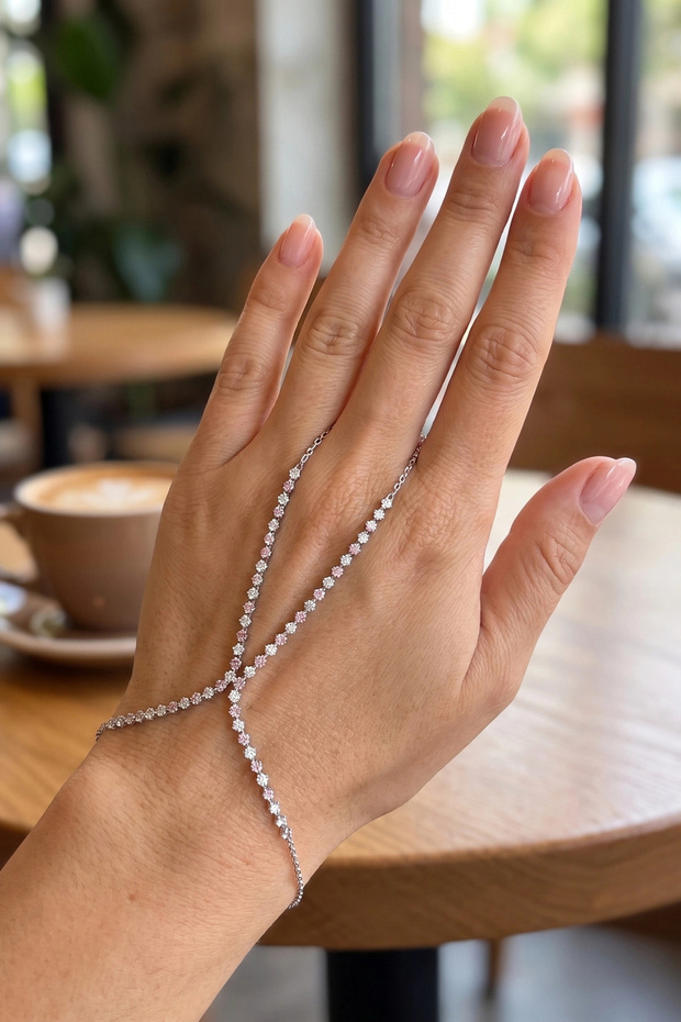 Silver Color Pink and White Zircon Stone Model Şahmeran Tj-Sn815