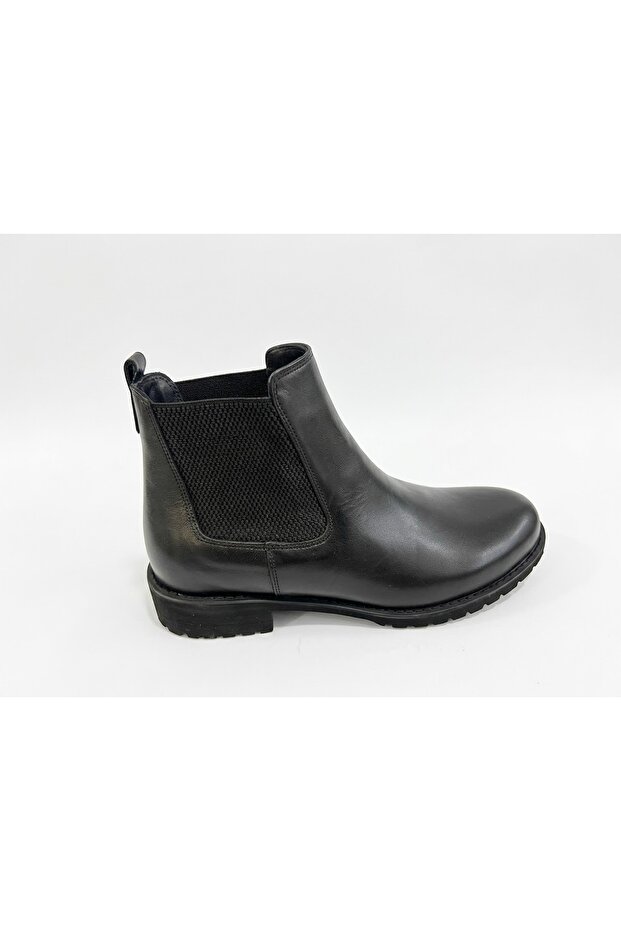 Women's Black Classic Casual Leather Look Heeled Boots