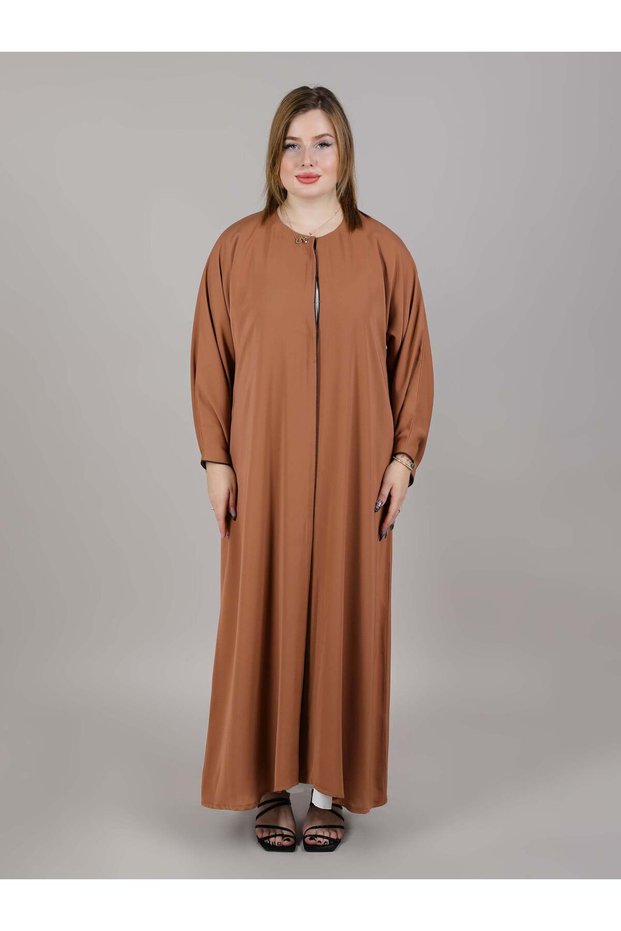 Plan Brown Korean Nida Abaya With Matching Sheila
