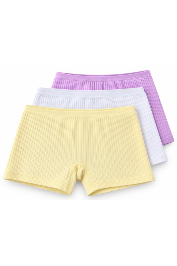 Girls' Shorts 100% Cotton 3-Pack Colorful (Mixed Colors Are Packaged)