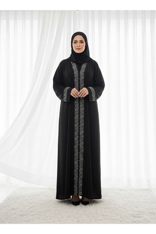 Jet Black Silver Lace Filigree With Headscarf