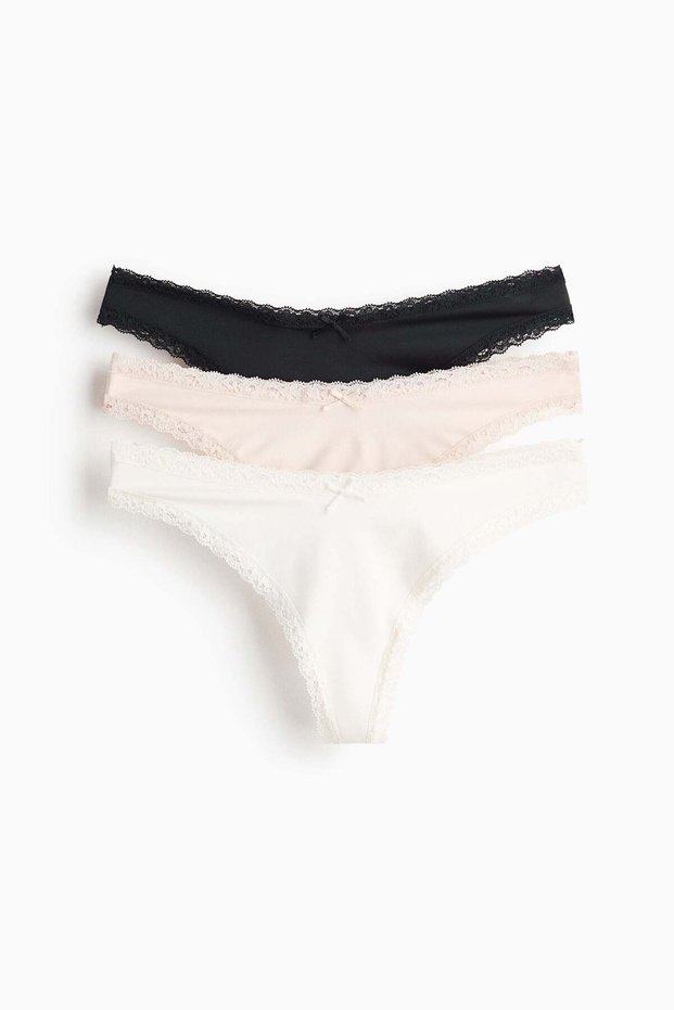 3-pack lace-trimmed thong briefs