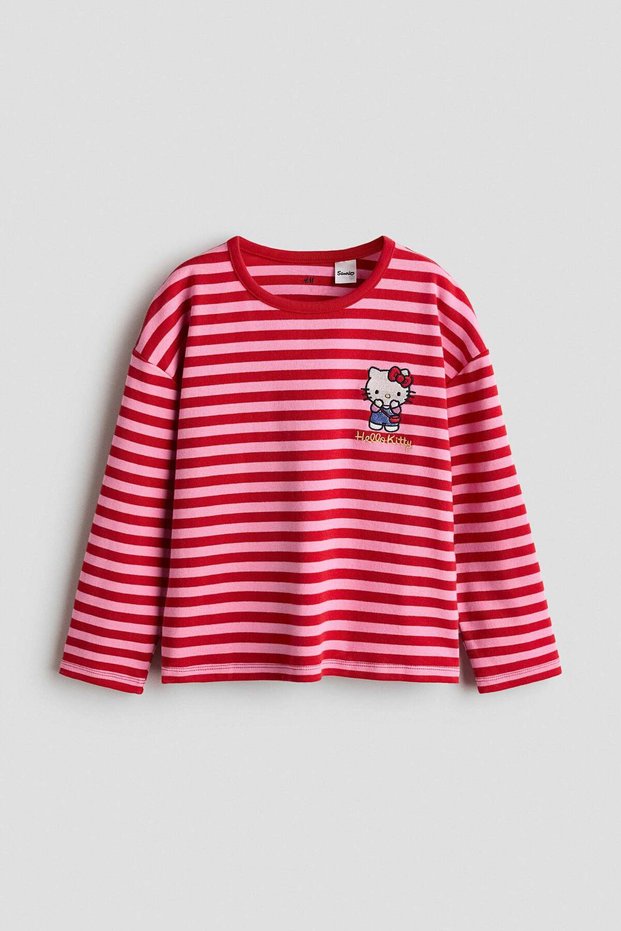 Embroidered-motif long-sleeved T-shirt