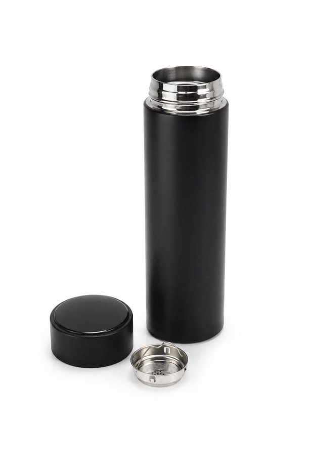 500ml Smart Led Indicator Steel Thermos - 304 Stainless Vacuum Insulated Matte Black with Temperature Display