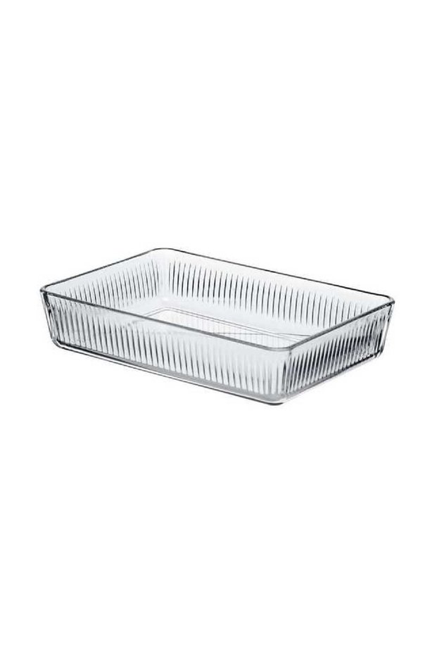 Rectangular Glass Baking Tray, 3000 Ml Capacity, 64 Mm Height, 306X209 Mm Diameter - Clear