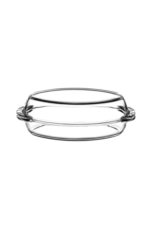 Oval Glass Baking Casserole With Lid, 1800 Ml, 110 Mm, Clear